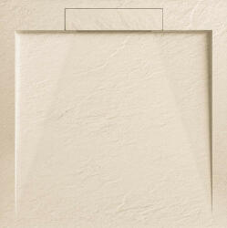 AREZZO design design STONE pala hatású öntött márvány zuhanytálca, 90x90 cm-es, beige