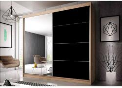 Alfaomega Firenze203 M35 magasfényű ajtó, matt vázas gardróbszekrény tölgy-fekete