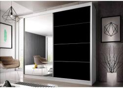 Alfaomega Firenze233 M35 magasfényű ajtó, matt vázas gardróbszekrény fehér-fekete