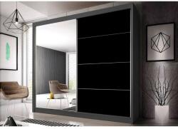 Alfaomega Firenze233 M35 magasfényű ajtó, matt vázas gardróbszekrény grafit-fekete