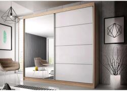 Alfaomega Firenze203 M35 magasfényű ajtó, matt vázas gardróbszekrény tölgy-fehér