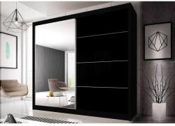 Alfaomega Firenze203 M35 magasfényű ajtó, matt vázas gardróbszekrény fekete-fekete