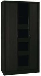 Manutan Expert redőnyös fém irattartó szekrény, 4 polccal, 198 x 120 x 45 cm, fekete