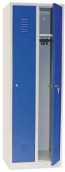 Manutan Expert DURO PROFI hegesztett öltözőszekrény, 2 részes, szürke/kék, hengerzár