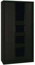 Manutan Expert magas redőnyös irattartó fém szekrény, 198 x 100 x 45 cm, fekete