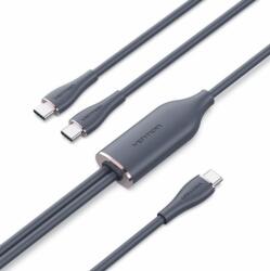 Vention CTMBG USB-C apa - 2x USB-C apa 2.0 Adat és töltőkábel - Fekete (1.5m) (CTMBG)