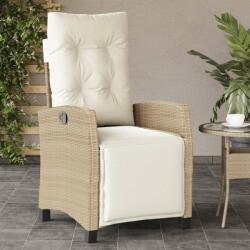 vidaXL bézs polyrattan dönthető kerti szék lábtartóval (365236) - pepita
