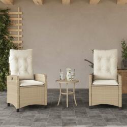 vidaXL 2 db bézs polyrattan dönthető kerti szék párnákkal (365220) - pepita
