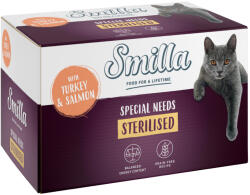 Smilla Smilla Preț special! 6 x 100 g Sterilised Tăvițe Hrană pisici - Curcan cu somon