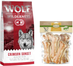 Wolf of Wilderness Wolf of Wilderness 12 kg hrană câini + 750 g Lukullus snackuri gratis! - "Crimson Sunset" Miel & capră Bigpacks Oase fine Pui 15 cm