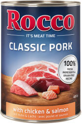 Rocco Rocco 11 + 1 gratis! 12 x 400 g Classic Pork Hrană umedă câini - Porc cu pui & somon
