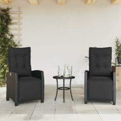 vidaXL 2 db fekete polyrattan dönthető kerti szék lábtartóval (365241) - pepita