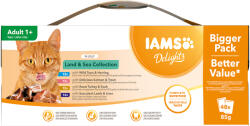 Iams IAMS 36 + 12 gratis! 48 x 85 g Delights pliculețe - Adult Land & Sea în gelatină