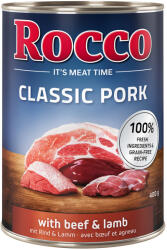 Rocco Rocco 11 + 1 gratis! 12 x 400 g Classic Pork Hrană umedă câini - Porc cu vită & miel