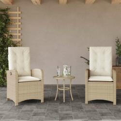vidaXL 2 db bézs polyrattan dönthető kerti szék párnákkal (365172) - pepita