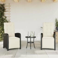 vidaXL 2 db fekete polyrattan dönthető kerti szék lábtartóval (365192) - pepita
