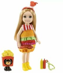 Mattel Barbie Chelsea Club: Szőke hajú baba hamburger jelmezben kutya figurával (GRP69) - jatekbolt