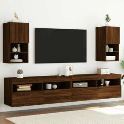  2 db barna tölgyszínű TV-szekrény LED-lámpákkal 30, 5x30x60 cm (VD837000)