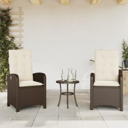 vidaXL 2 db barna polyrattan dönthető kerti szék párnákkal (365170) - vidaxl