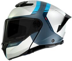 MT Helmets MT ATOM 2 SV EMALLA C17 felnyitható motoros bukósisak fehér-kék-türkiz matt