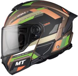 MT Helmets MT ATOM 2 SV BAST A6 felnyitható motoros bukósisak matt barna-fekete-zöld