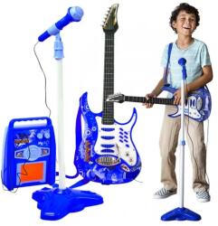  Gyermek elektromos gitár szett kék színben - erősítővel és mikrofonnal