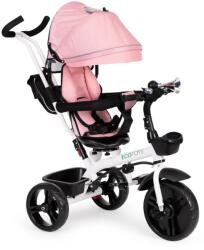  Tolható, háromkerekű bicikli 360°-ban forgatható üléssel, napellenzővel, fehér-rózsaszín - webszazas - 30 200 Ft