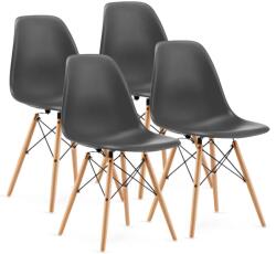 ModernHOME 4 db-os modern étkező szék készlet rácsos díszítő elemmel, bükkfa lábakkal, szürke-fa szín
