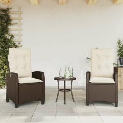 vidaXL 2 db barna polyrattan dönthető kerti szék párnákkal (365218) - pepita
