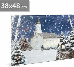 Peisaj de iarna - LED - cu agatatoare, 2 baterii AA - 38 x 48 cm (58473) Best CarHome