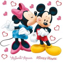 4-Home Decorațiune autocolantă Minnie & Mickey, 30 x 30 cm