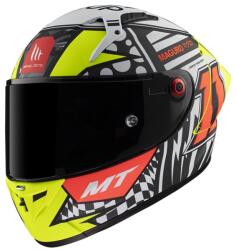 MT Helmets Cască de motociclist integrală MT KRE+ Carbon Sergio Garcia A3 negru-alb-roșu-galben-fluo (MT130290303)