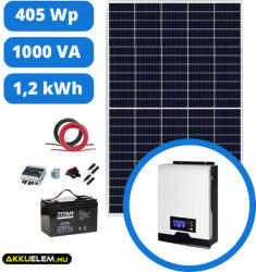 AKKUELEM. hu Szakszerviz 405 W napelem csomag 100Ah/12V akkumulátorral + VM 1000 inverter