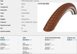 Schwalbe Külső 622-40 (28x1.50) Little Big Ben Act Hs439 Kg Sbc Barna Ref Tw 695g