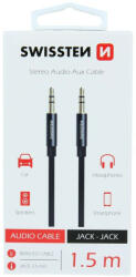 SWISSTEN Audio kábel 2x 3.5mm Jack 1.5M Textile fekete