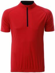 James & Nicholson Tricou bărbați de ciclism cu fermoar scurt JN514 - Tomato / neagră | XXXL (1-JN514-1752679)