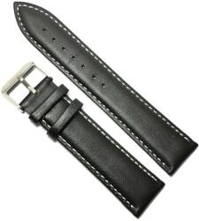  Curea de ceas Neagra din piele naturala, cusatura alba - 22mm - GR6 (GR6)