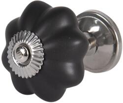 Clayre & Eef Buton mobila din fier si ceramica neagra mata Ø 4 cm (64379)