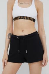 Superdry rövidnadrág női, fekete, sima, közepes derékmagasságú - fekete XL
