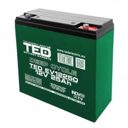 TED Electric Acumulator 12V Vehicule Electrice, Dimensiuni 181 x 76 x 167 mm, Baterie 12V 25Ah M5, TED Electric TED003782 (A0114433) - shoptei - 230,00 RON