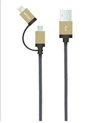 Astrum Apple USB - Lightning (8Pin) iPhone 1, 2M fémhálós strapabíró adatkábel micro usb átalakítóval MFI engedéllyel arany - mobilehome
