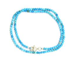  Colier din Turcoaz de Arizona Rotund Fatetat 3x3 mm - Accesorii de Argint 925