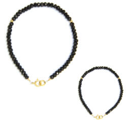  Bratara Spinel Negru Disc Fatetat 2x4 mm - Diametru 54 mm - Accesorii Gold Filled - 1 Buc