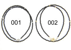  Colier din Turmalina Neagra Rotunda Fatetata 2X2 mm - Accesorii Argint 925 - Gold Filled - 1 Buc