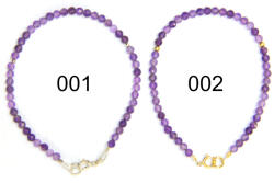  Bratara din Ametist Rotund Fatetat 3x3 mm - Diametru 56 mm - Accesorii Gold Filled - Argint 925