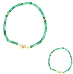  Bratara din Onix Verde Rotund Fatetat 3x3 mm - Diametru 54 mm - Accesorii de Gold Filled