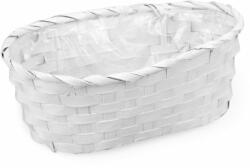 Bambusz ovál fonott tál fehér 25cm - kosarbolt