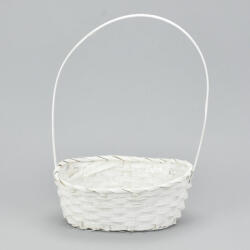  Bambusz füles ovál kosár fehér - kosarbolt