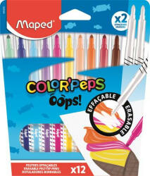 Maped Filctoll készlet, 3, 6 mm, törölhető, MAPED "Color'Peps Oops! ", 10+2 különböző szín (844200)