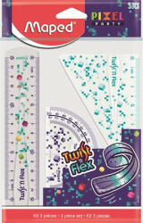 Maped Vonalzókészlet, műanyag, törhetetlen, 3 darabos, MAPED "Pixel Party Twist'n Flex (981835) - iroszer24